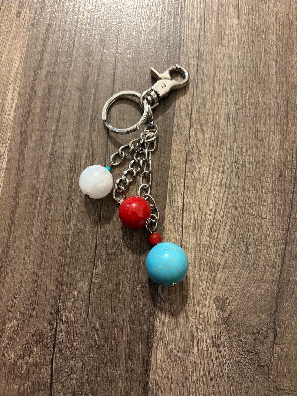 Miche Beaded Key & Card Holder in Turquoise, Red and White